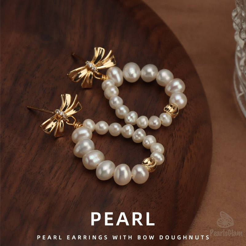 Ribbon Bloom – Pearl Teardrop Bow Earrings