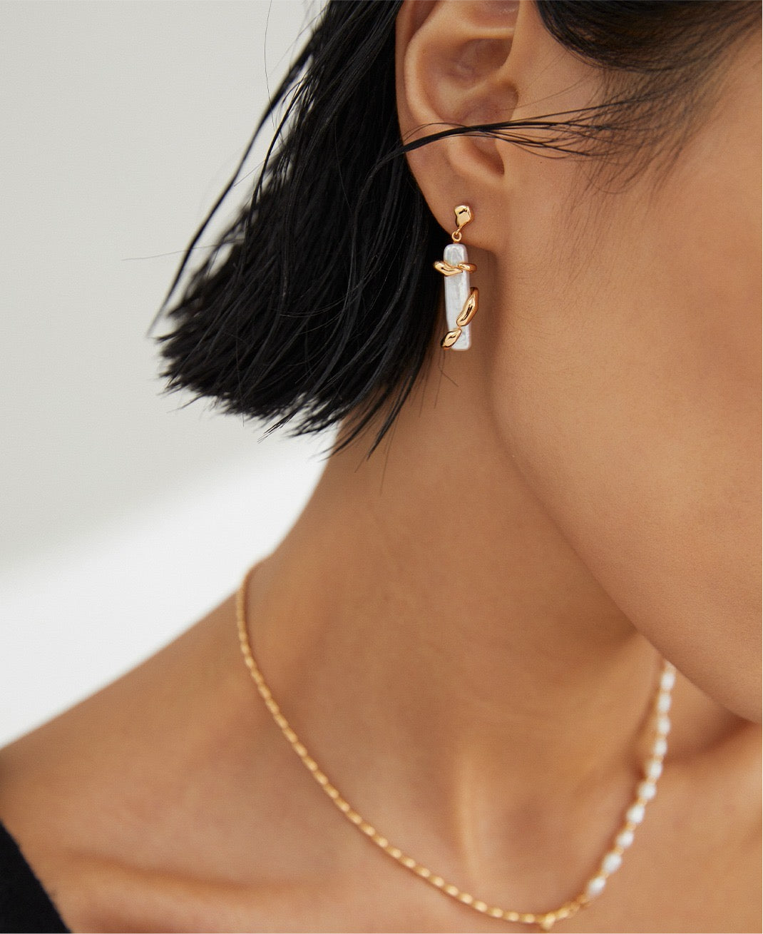 Asymmetric Baroque Pearl Earrings