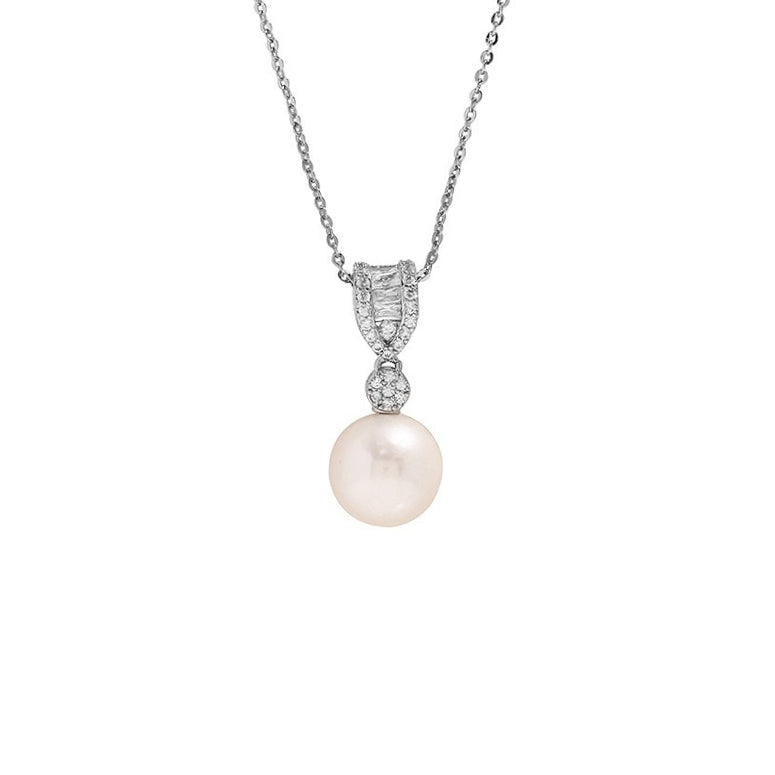 Art Deco Crystal Freshwater Pearl Earrings & Necklace