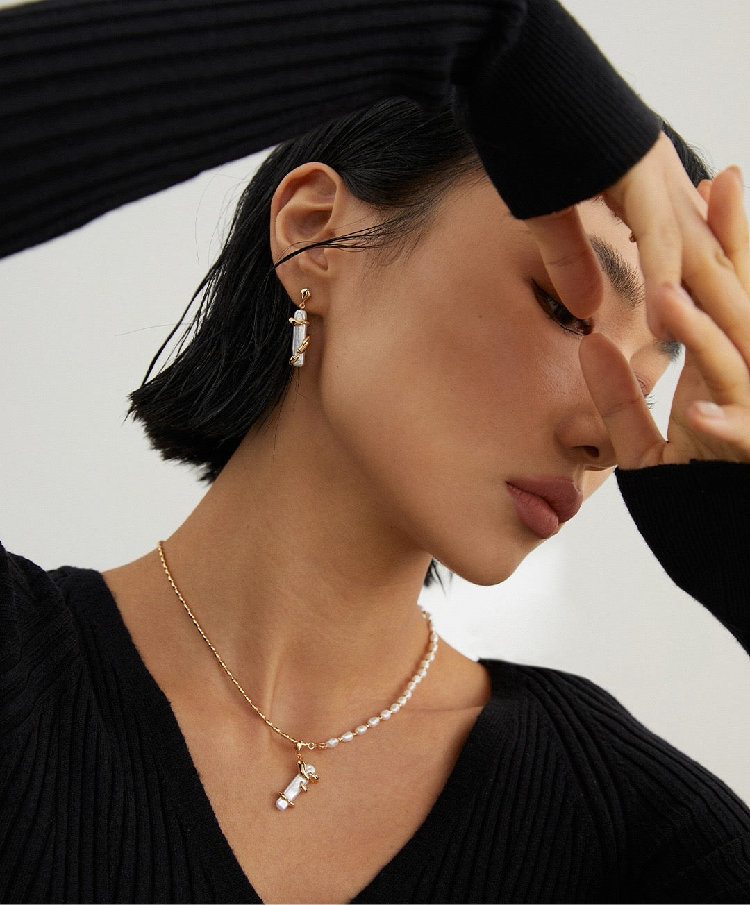 Asymmetric Baroque Pearl Earrings