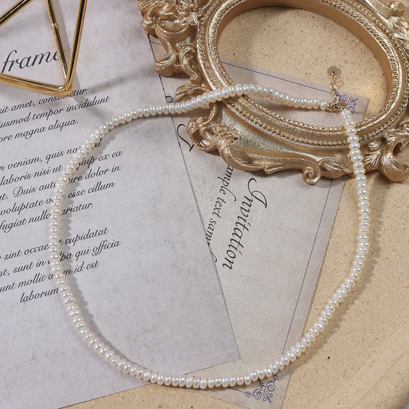 4-5mm button pearl necklace