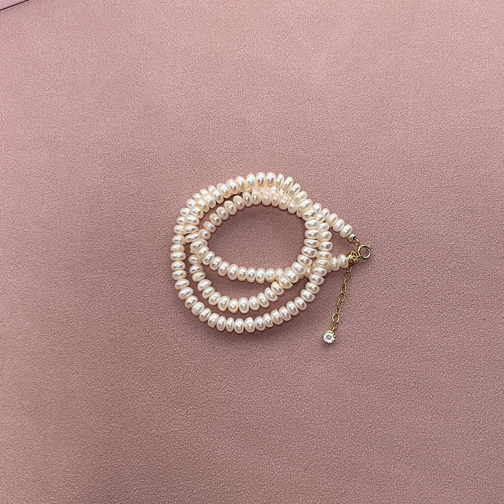 4-5mm button pearl necklace