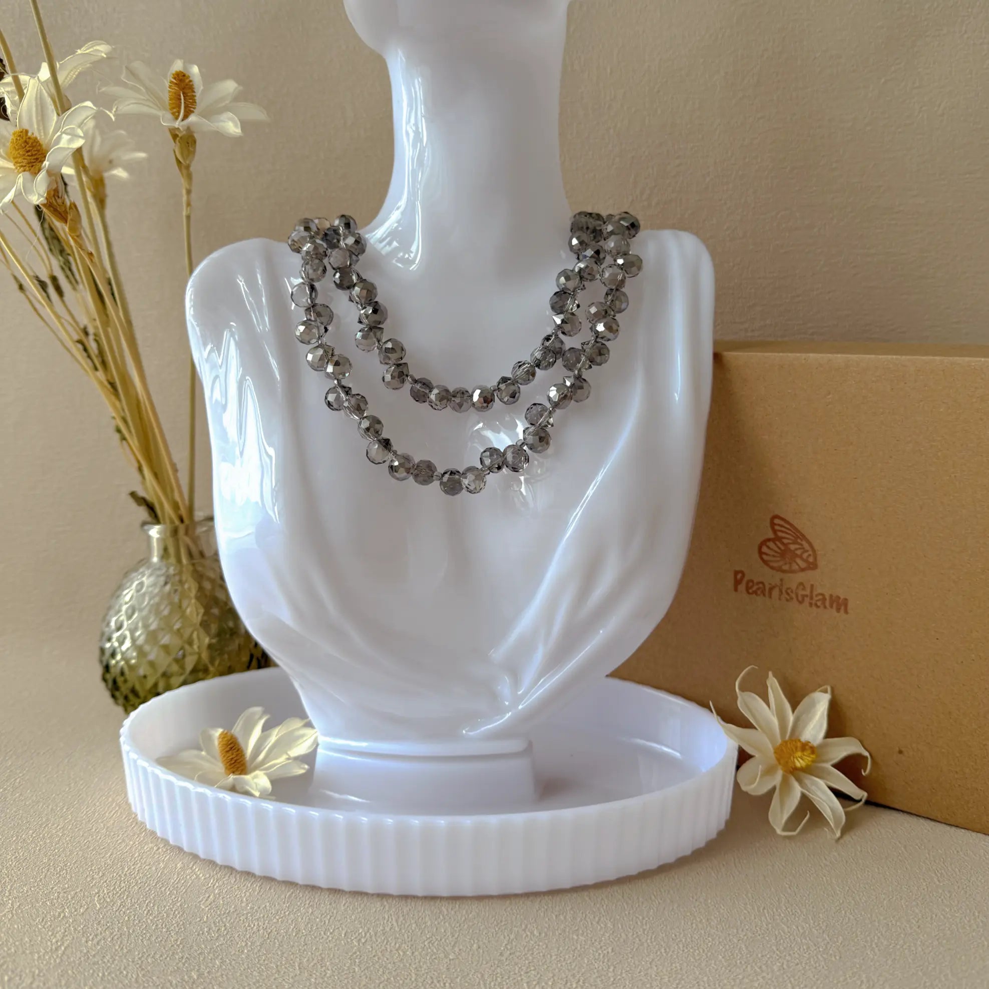 Grey Aurora Crystal Necklace
