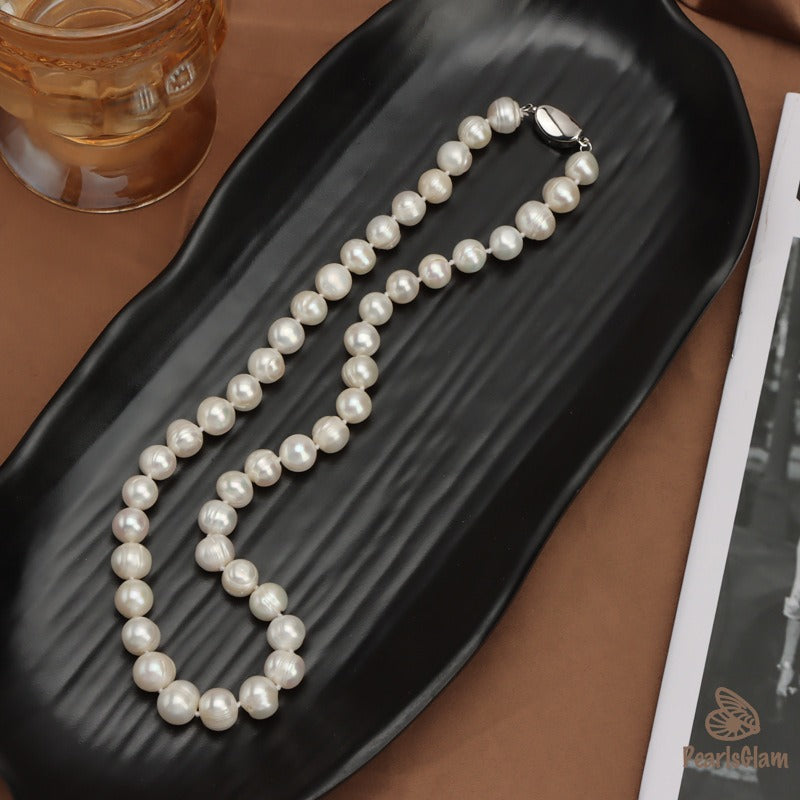 Elegant 9mm Circle Freshwater Pearl Necklace – Best Gift | PearlsGlam
