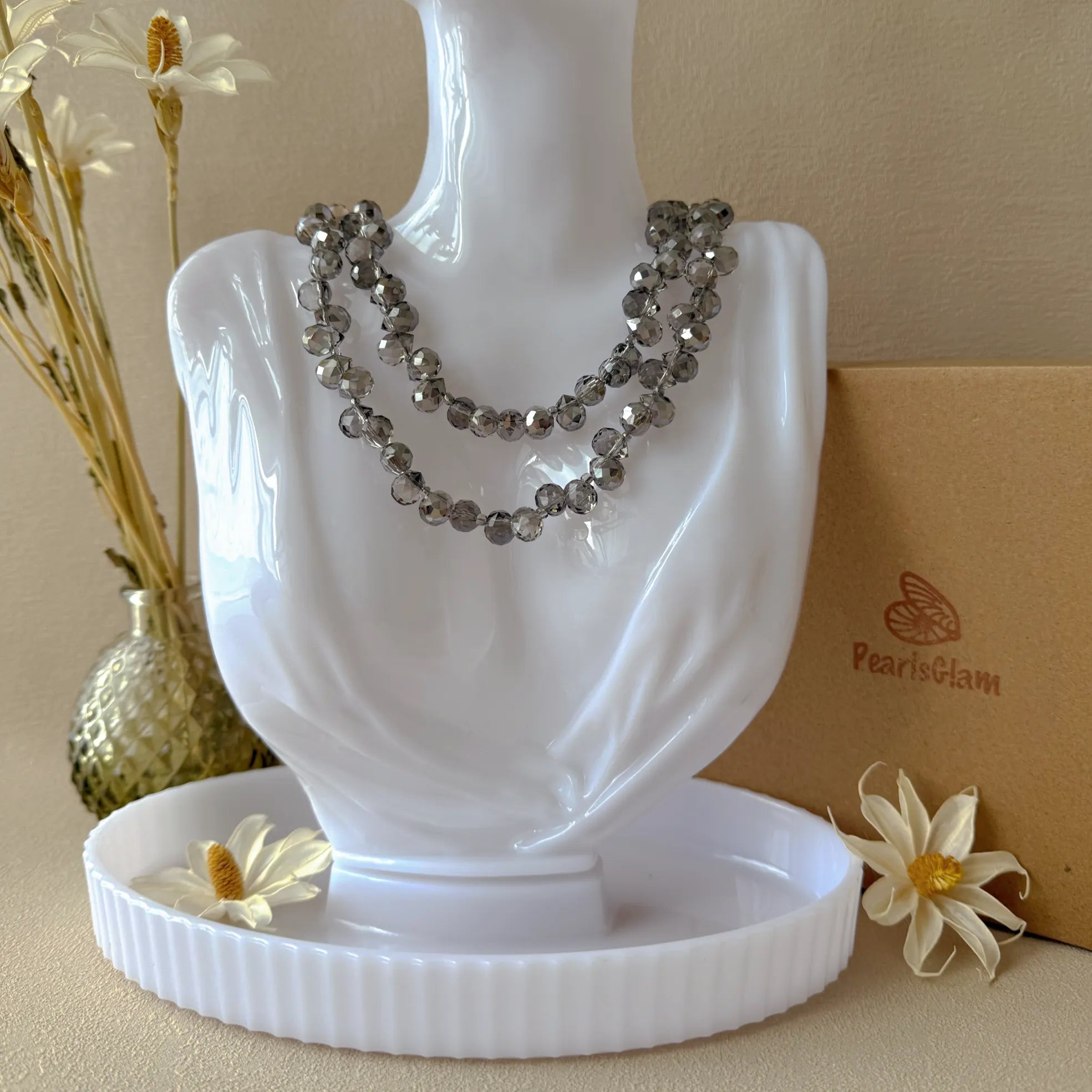 Grey Aurora Crystal Necklace