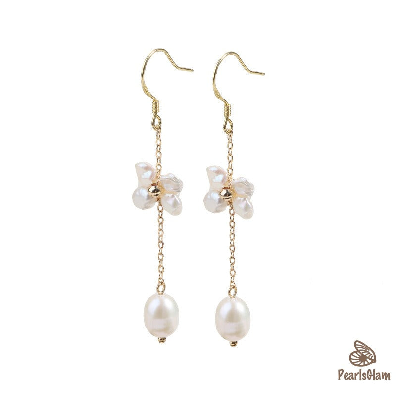 Lover’s Poem – Heart Stud & Stick Pearl Earrings