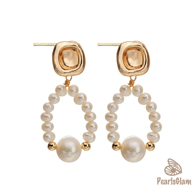 Golden Bloom Pearl Hoops