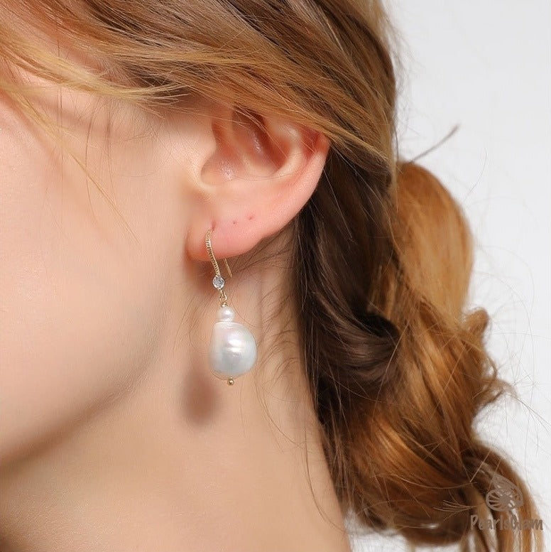 Celeste Drops – Baroque Pearl Dangle Earrings