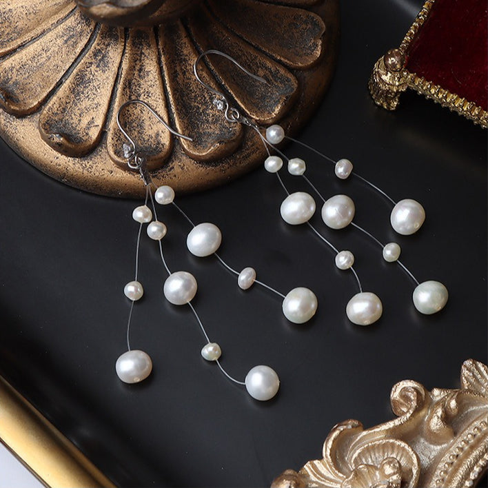Stardust Veil - Freshwater Pearl Earrings