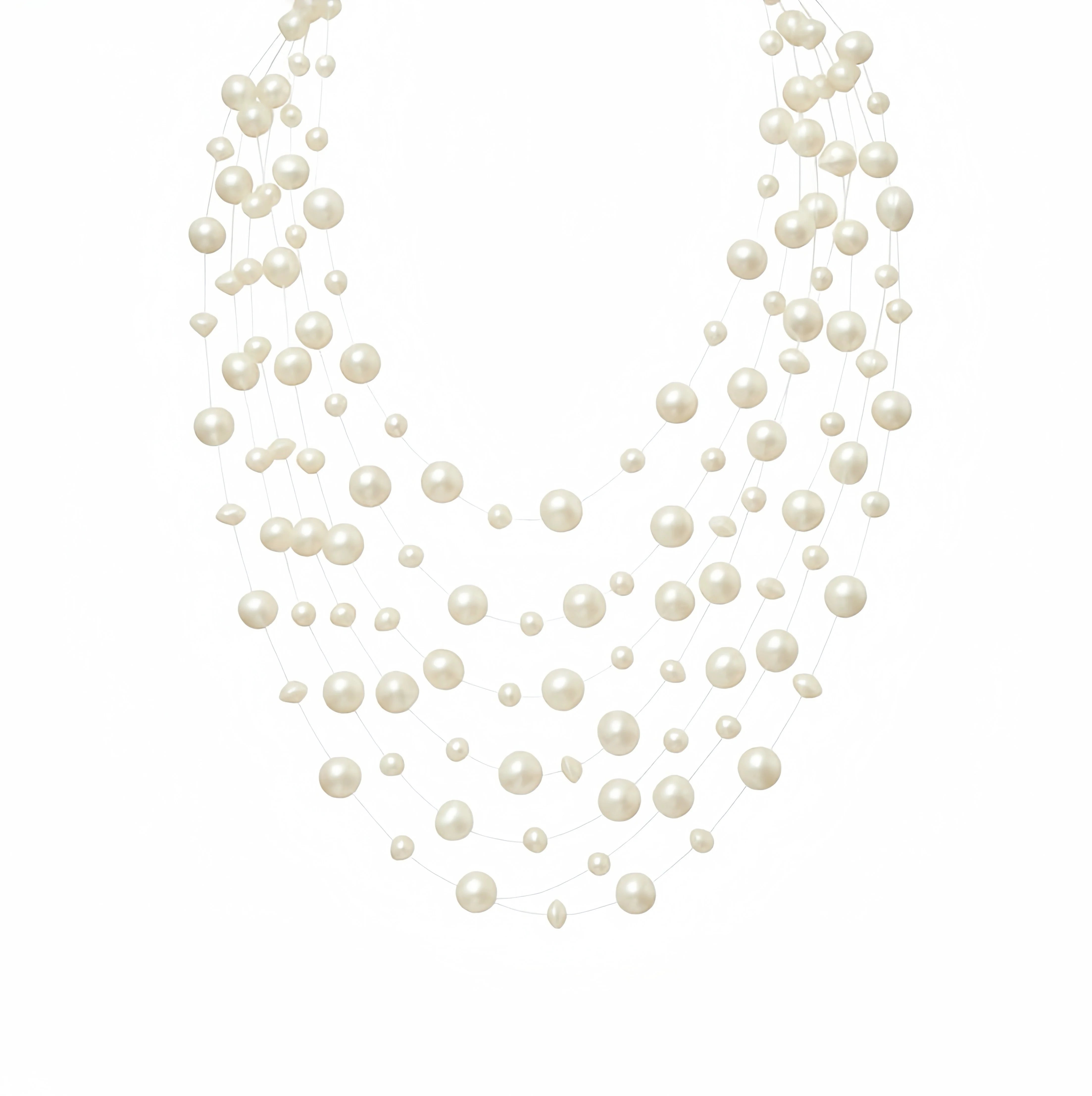 Stardust Veil - Multi-Strand Freshwater Pearl Necklace