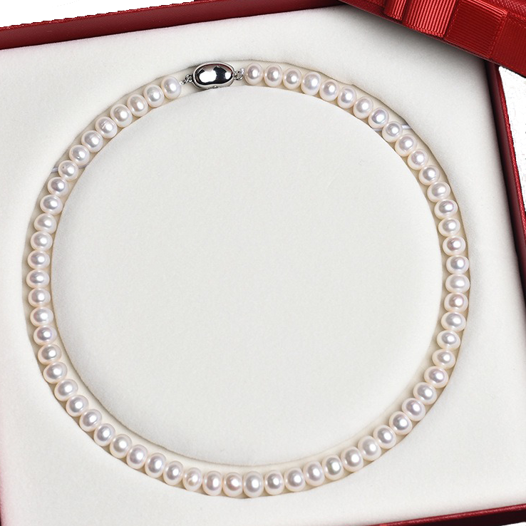 7-8 mm button pearl necklace