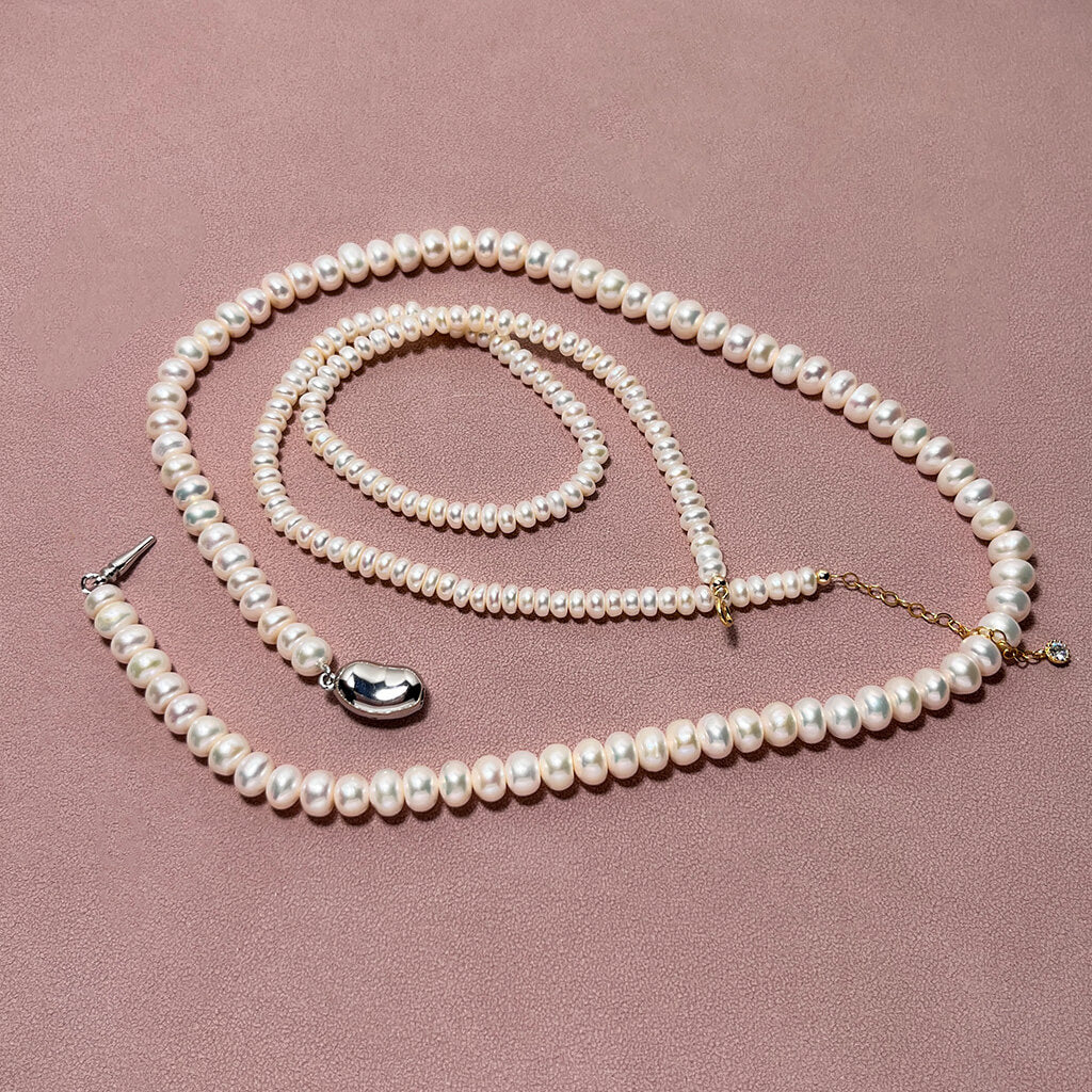 7-8 mm button pearl necklace