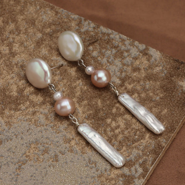 Ethereal Grace – Long Baroque Pearl Earrings