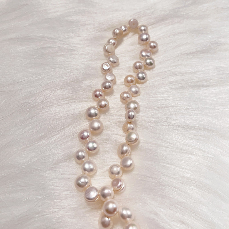 The Luster and Color Display of the 8-9mm button pearl necklace