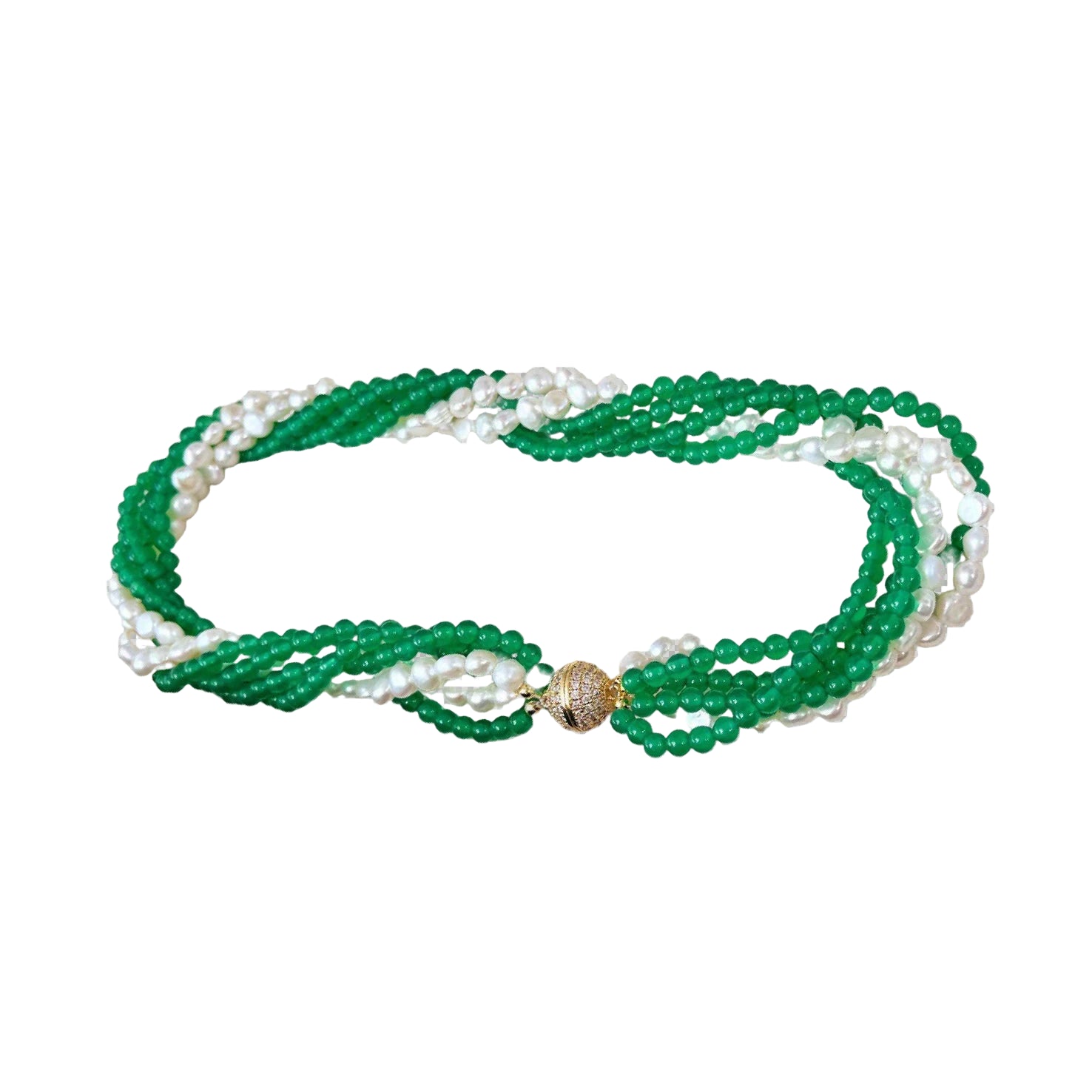 Emerald Grace – Twisted Freshwater Pearl Necklace