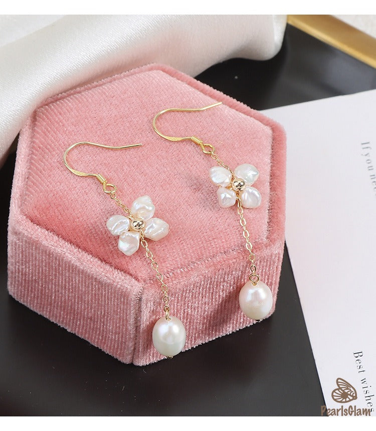 Lover’s Poem – Heart Stud & Stick Pearl Earrings