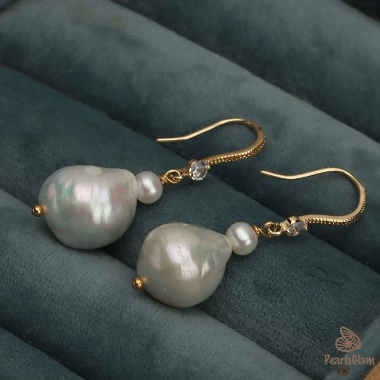 Celeste Drops – Baroque Pearl Dangle Earrings