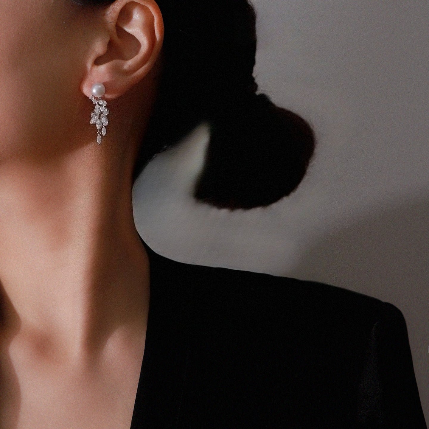 Starlit Grace - 8mm Freshwater Pearl Drop Earrings