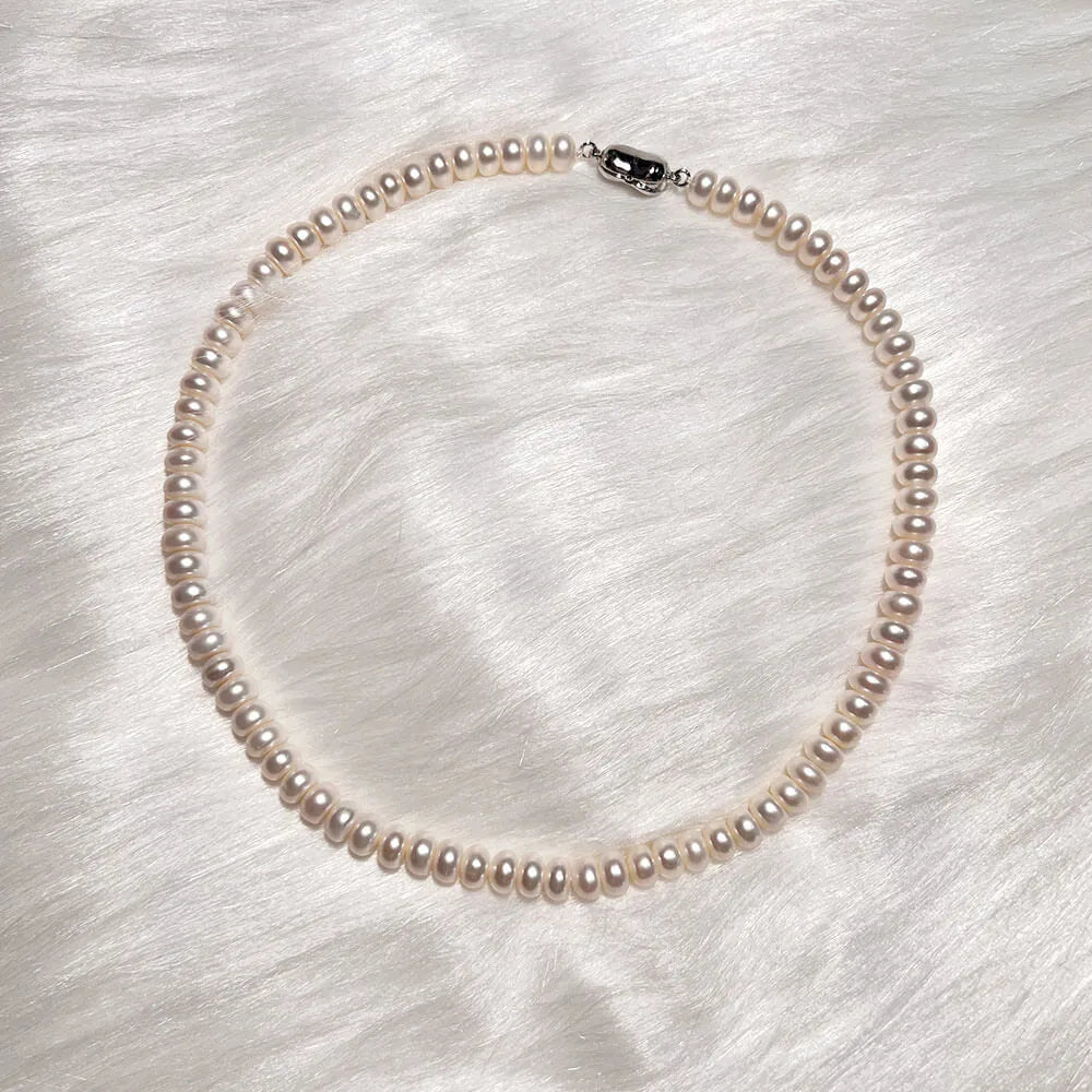 7-8 mm button pearl necklace