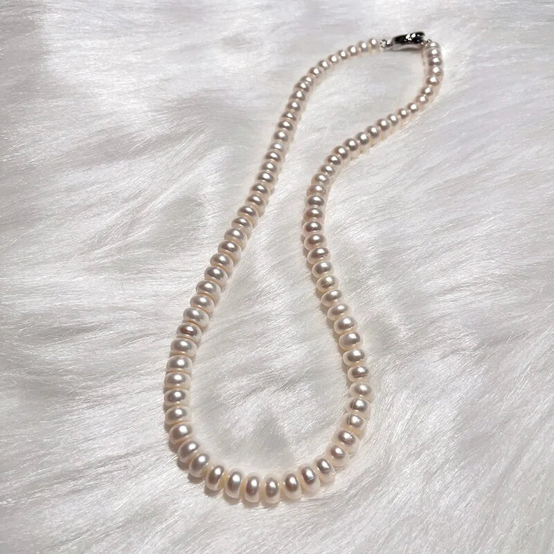 7-8 mm button pearl necklace