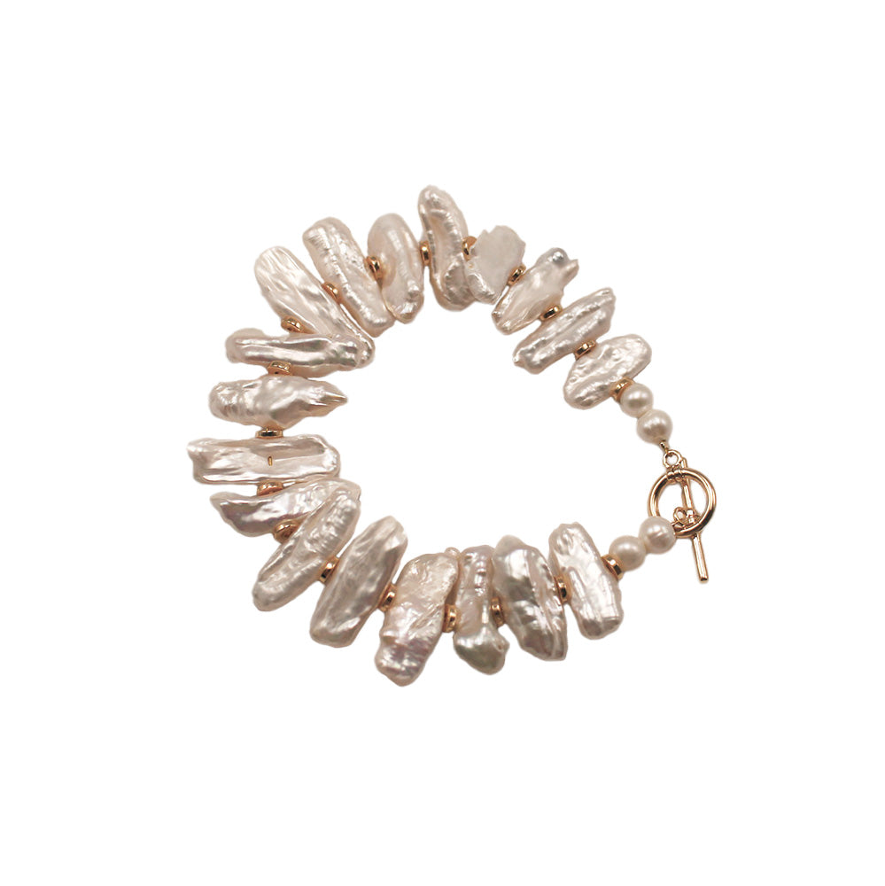 Exquisite Freshwater Keshi Pearl Bracelet without background