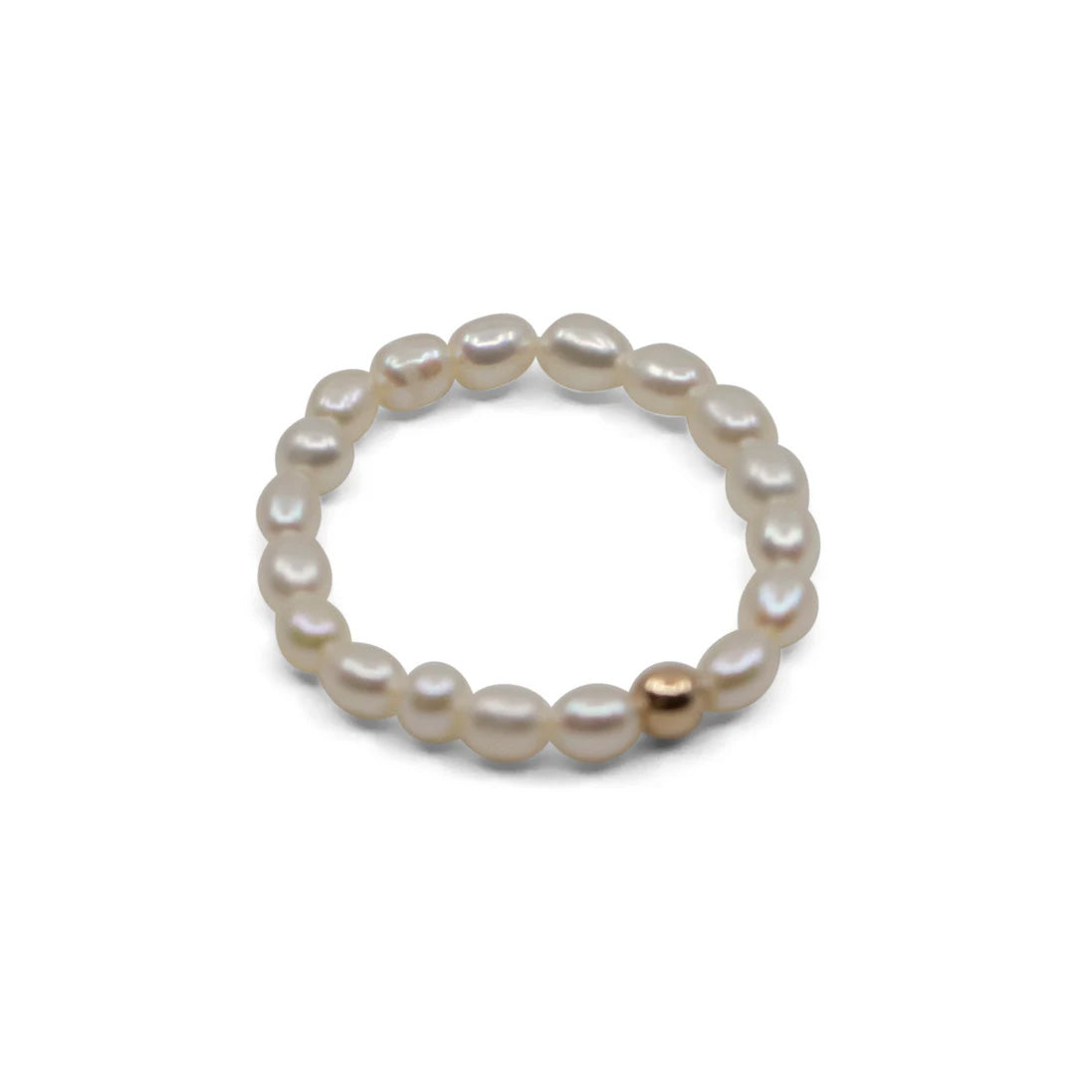 Freshwater Pearl Stretch Ring with goldenball