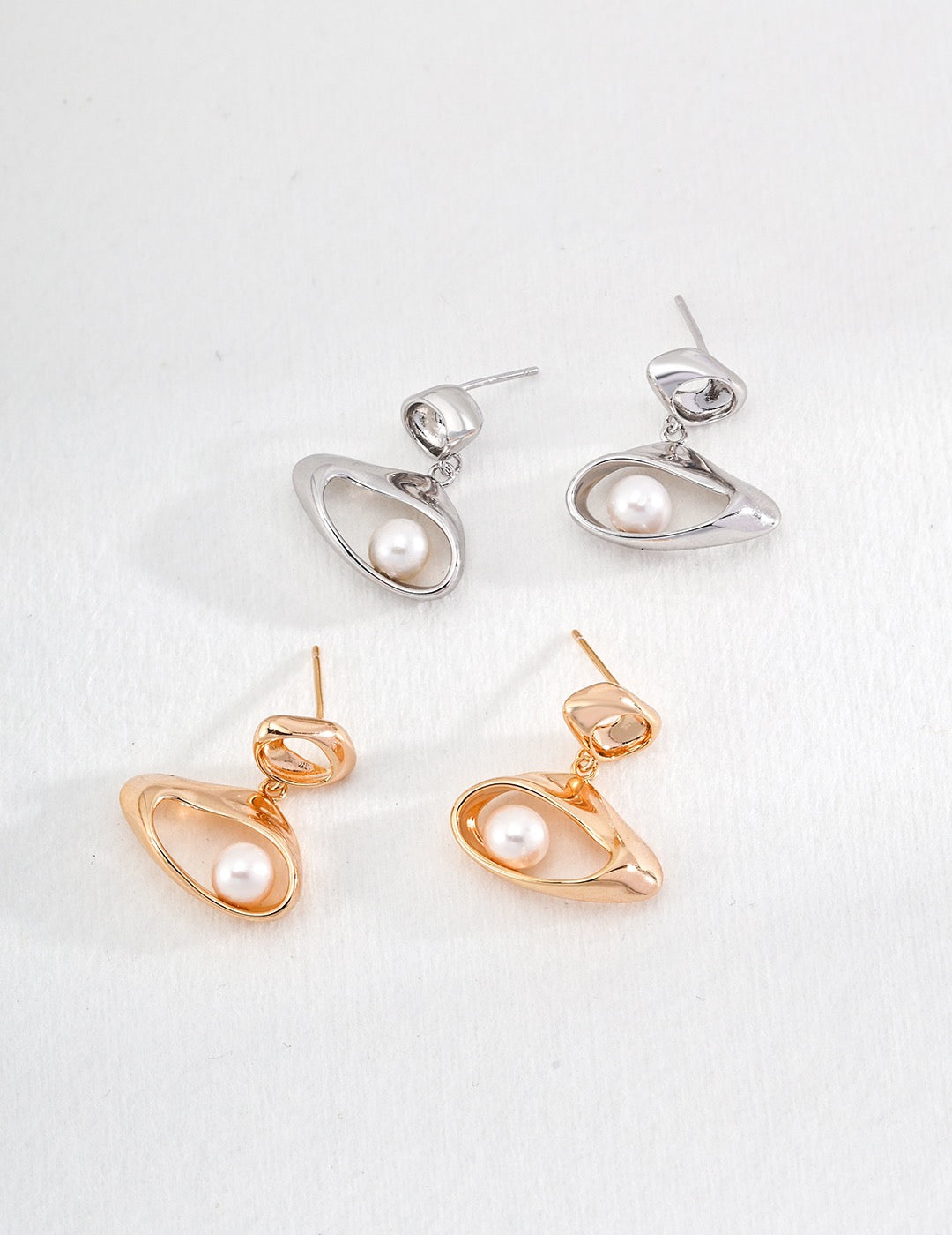 Flowing Embrace Pearl Earrings