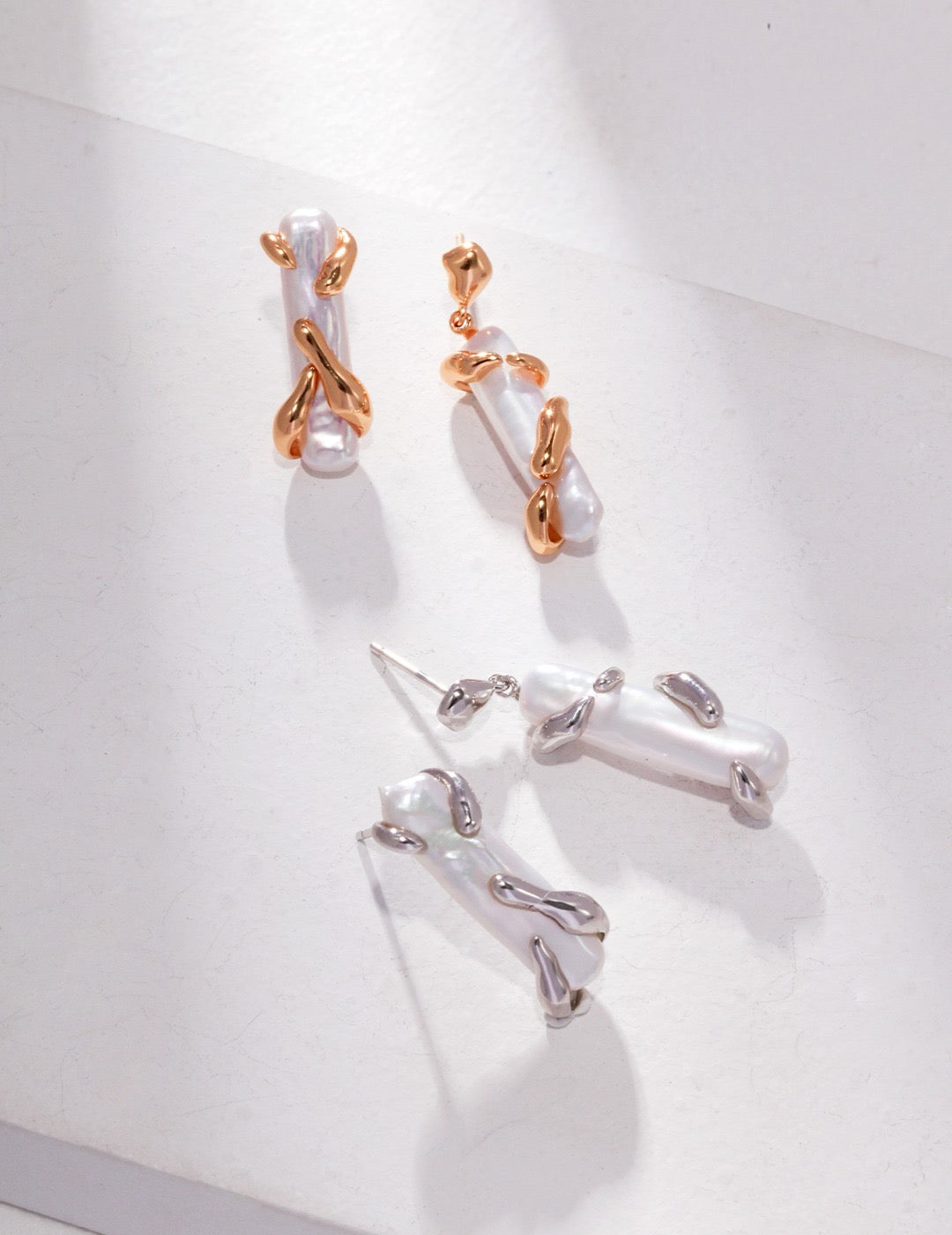 Asymmetric Baroque Pearl Earrings