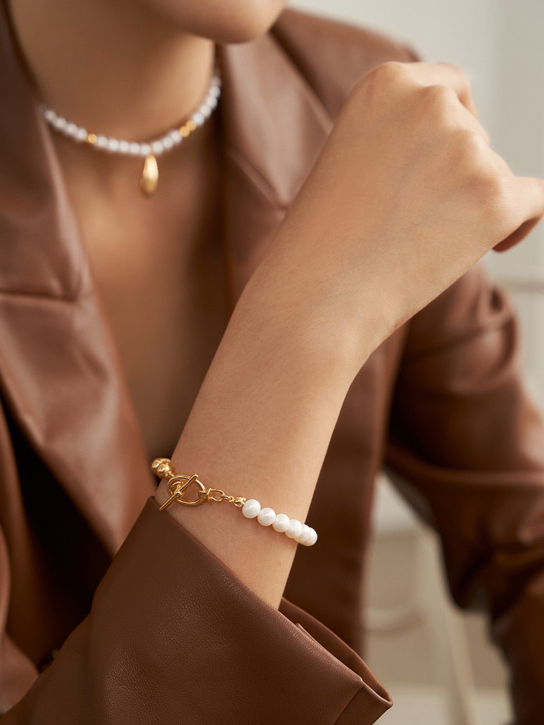 18K Gold Pearl & Bead Bracelet