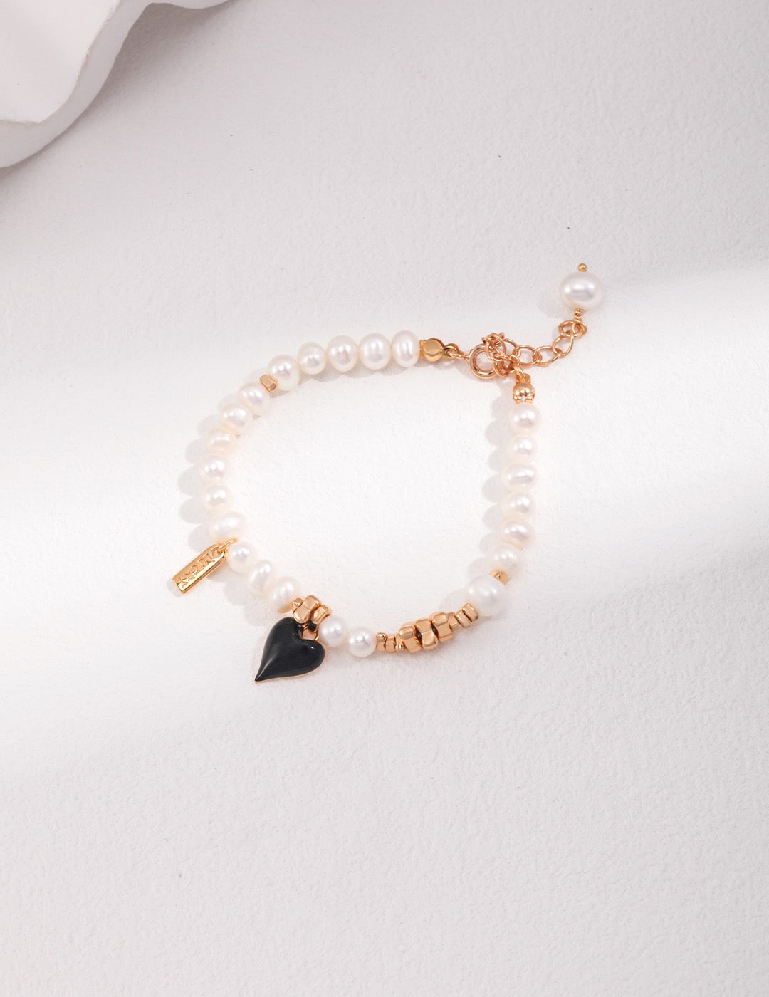 Midnight Heart – Black Charm Freshwater Pearl Bracelet & Necklace