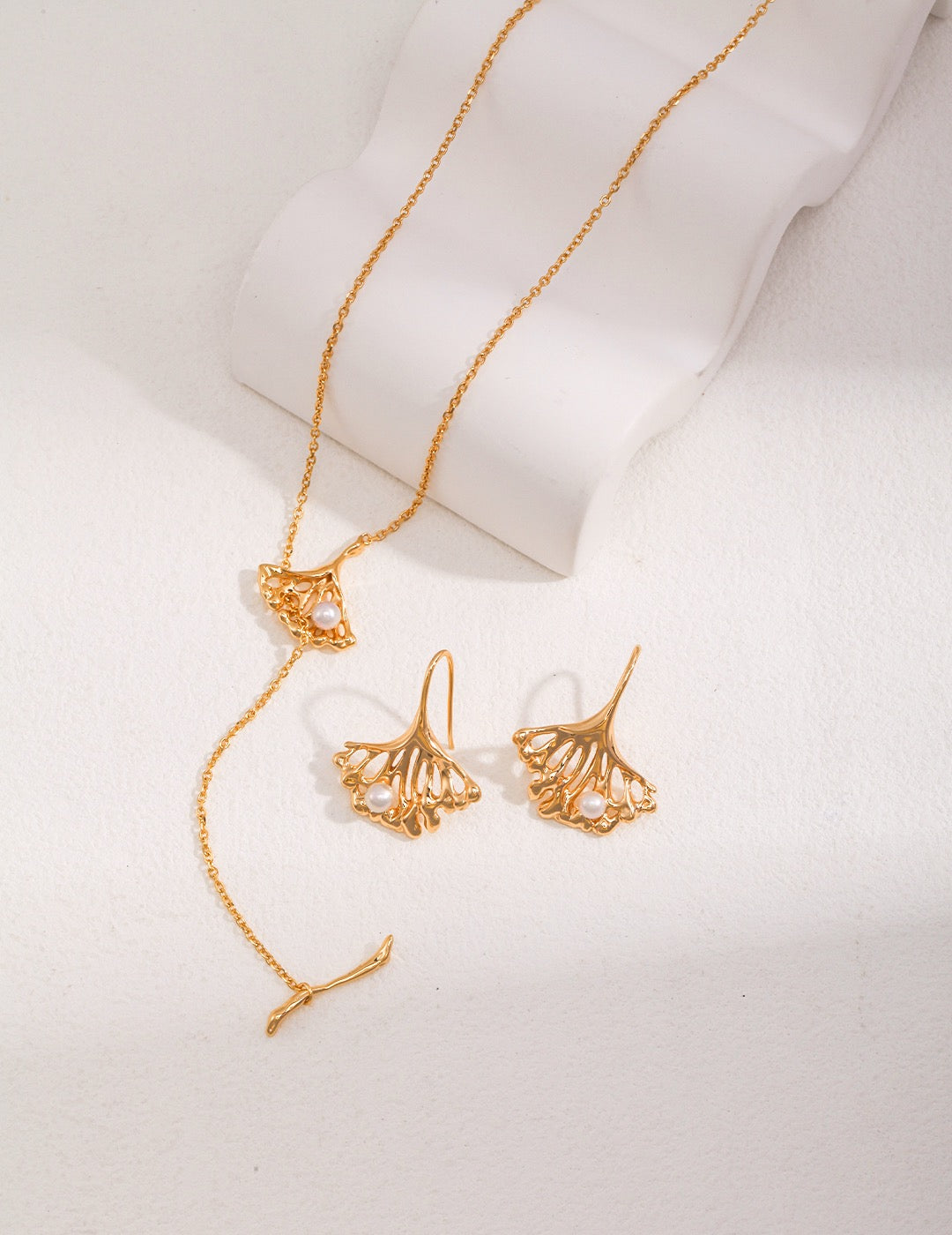 Ginkgo Whisper Freshwater Pearl Necklace