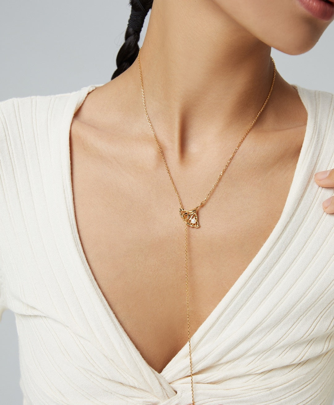 Ginkgo Whisper Freshwater Pearl Necklace