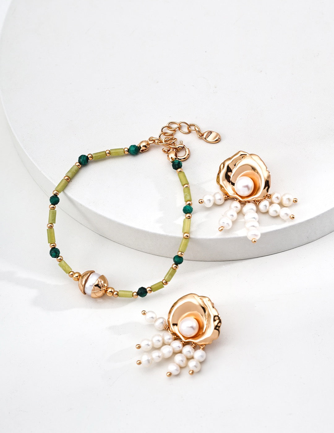 Fleur d’Or – Draped Pearl Bloom Earrings