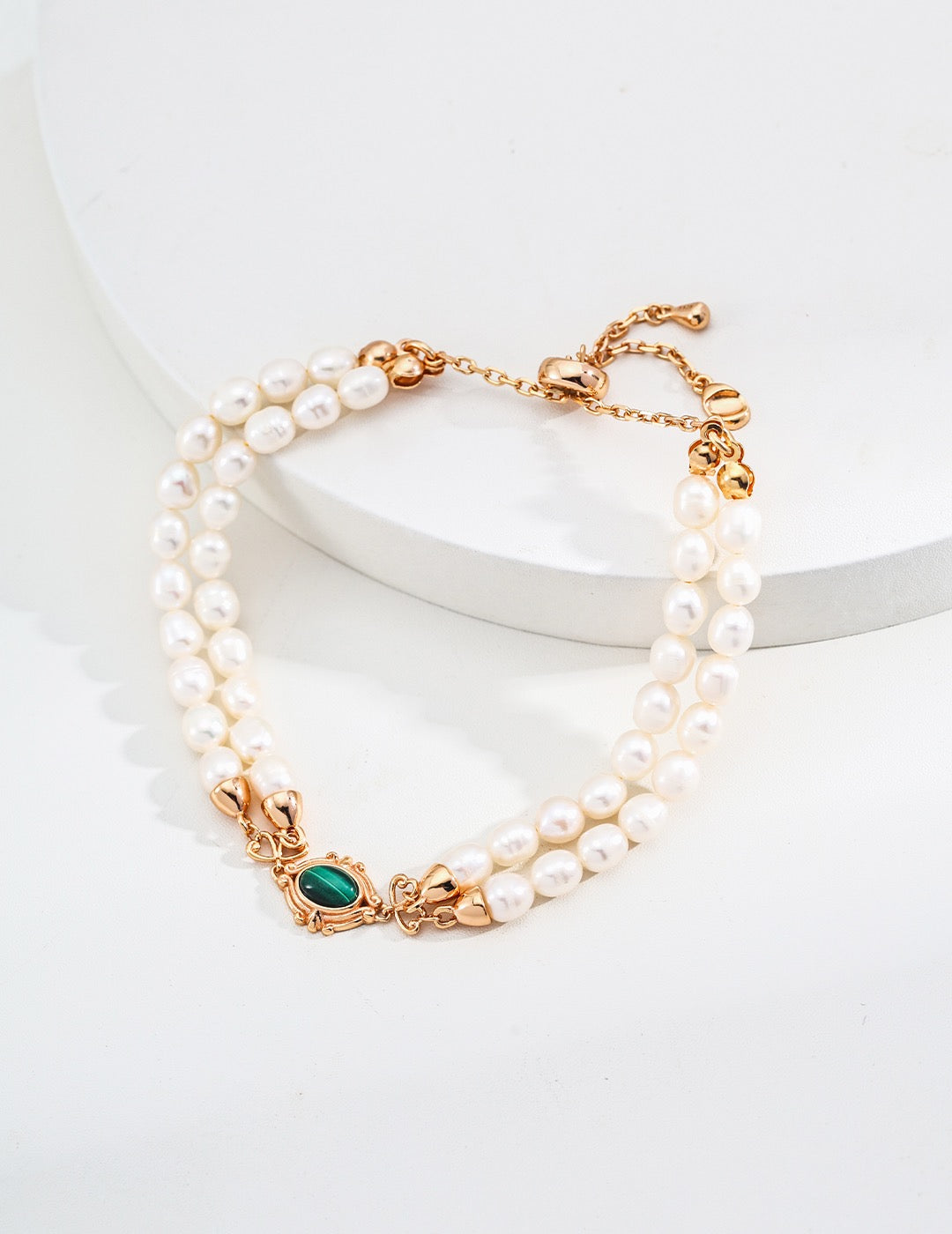 Emerald Grace – Pearl & Malachite Bracelet