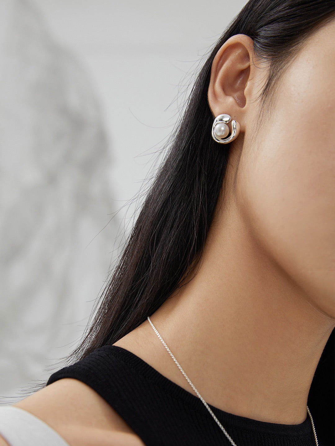 Fluid Moon Freshwater Pearl Earrings