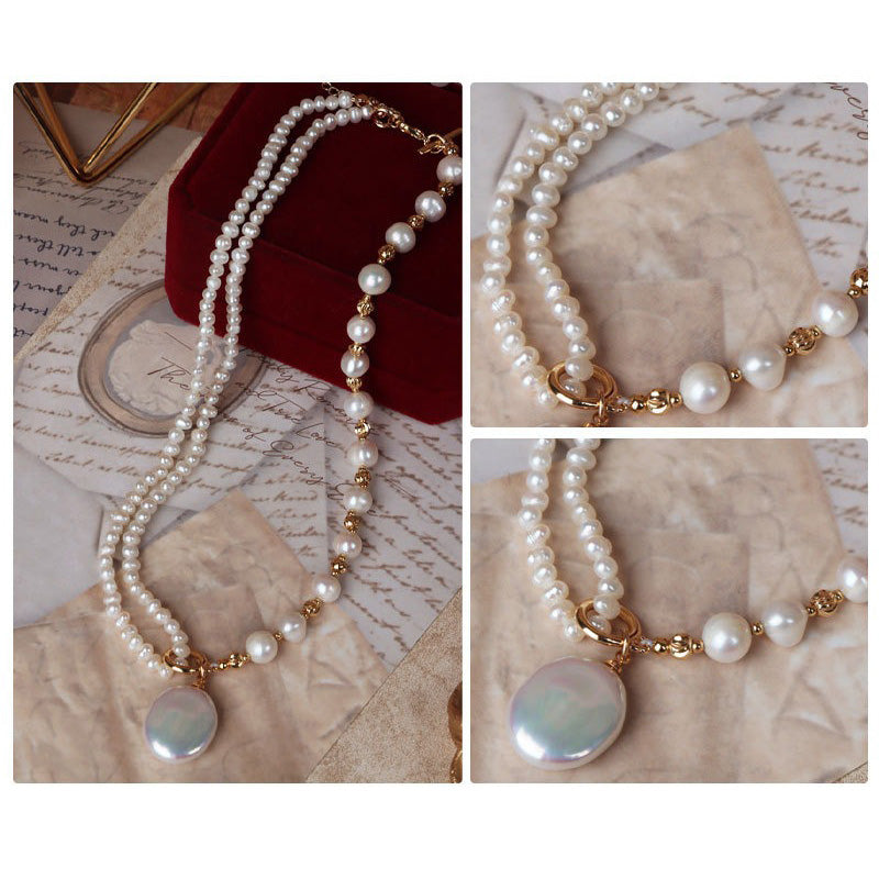 Close-up detail showcase of the Layla Pearl Multi-Wear Pearl Necklace