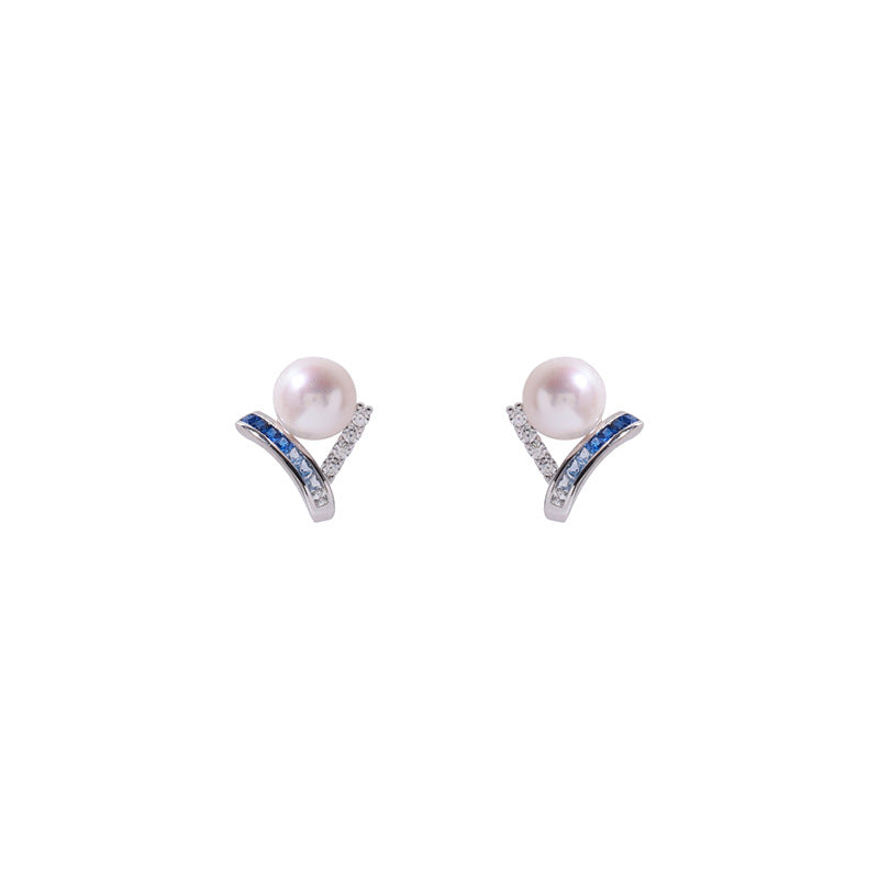 Framed Azure – Freshwater Pearl Stud Earrings