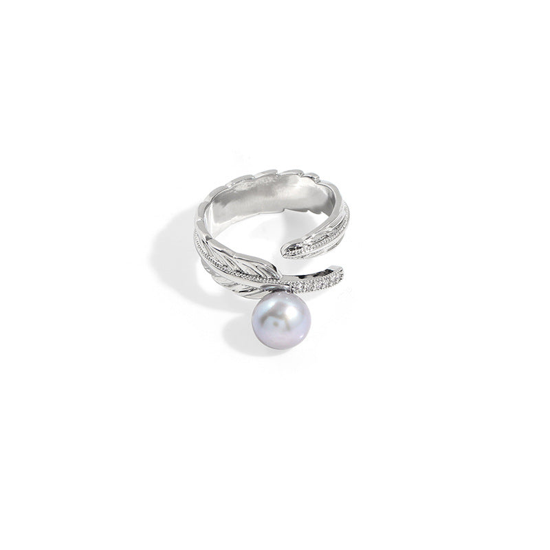 Feather Grace – Gray Freshwater Pearl Ring