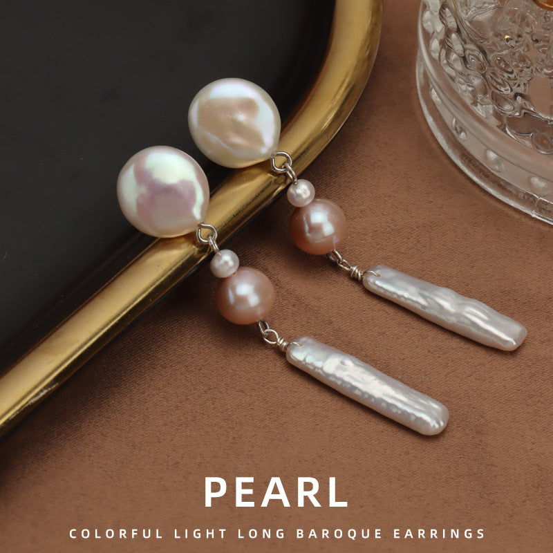 Ethereal Grace – Long Baroque Pearl Earrings