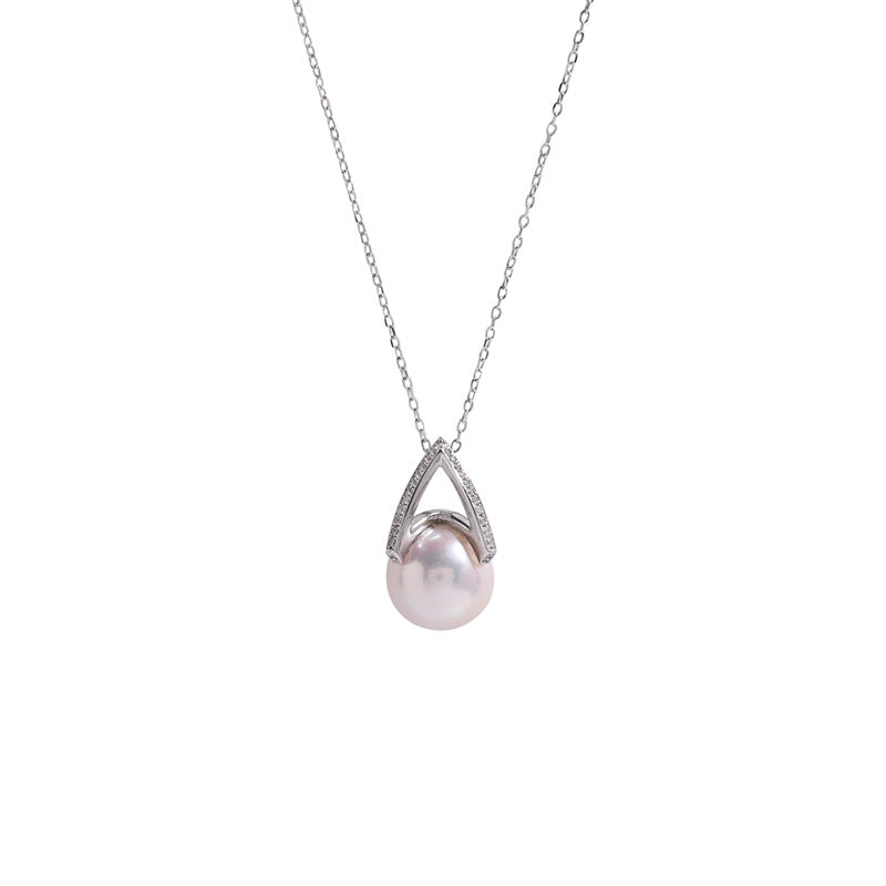 Framed Grace – Perfectly Round 12mm Pearl Pendant Necklace