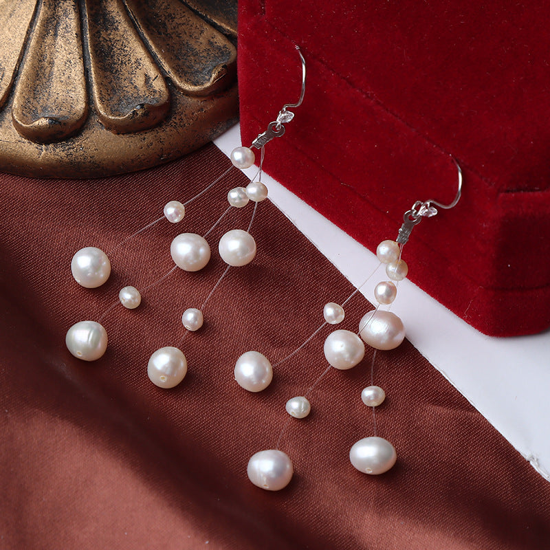 Stardust Veil - Freshwater Pearl Earrings