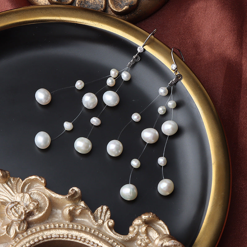 Stardust Veil - Freshwater Pearl Earrings