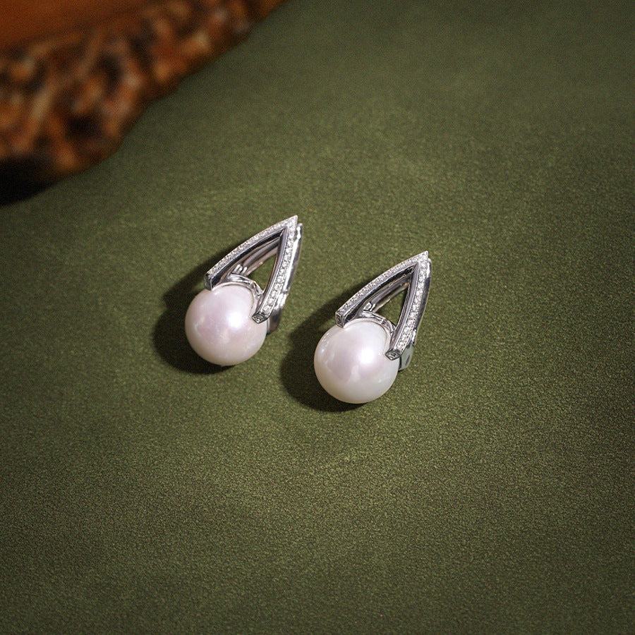 Framed Grace – Perfectly Round 11mm Pearl Earrings