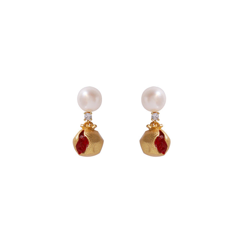 Golden Pomegranate Freshwater Pearl Earrings