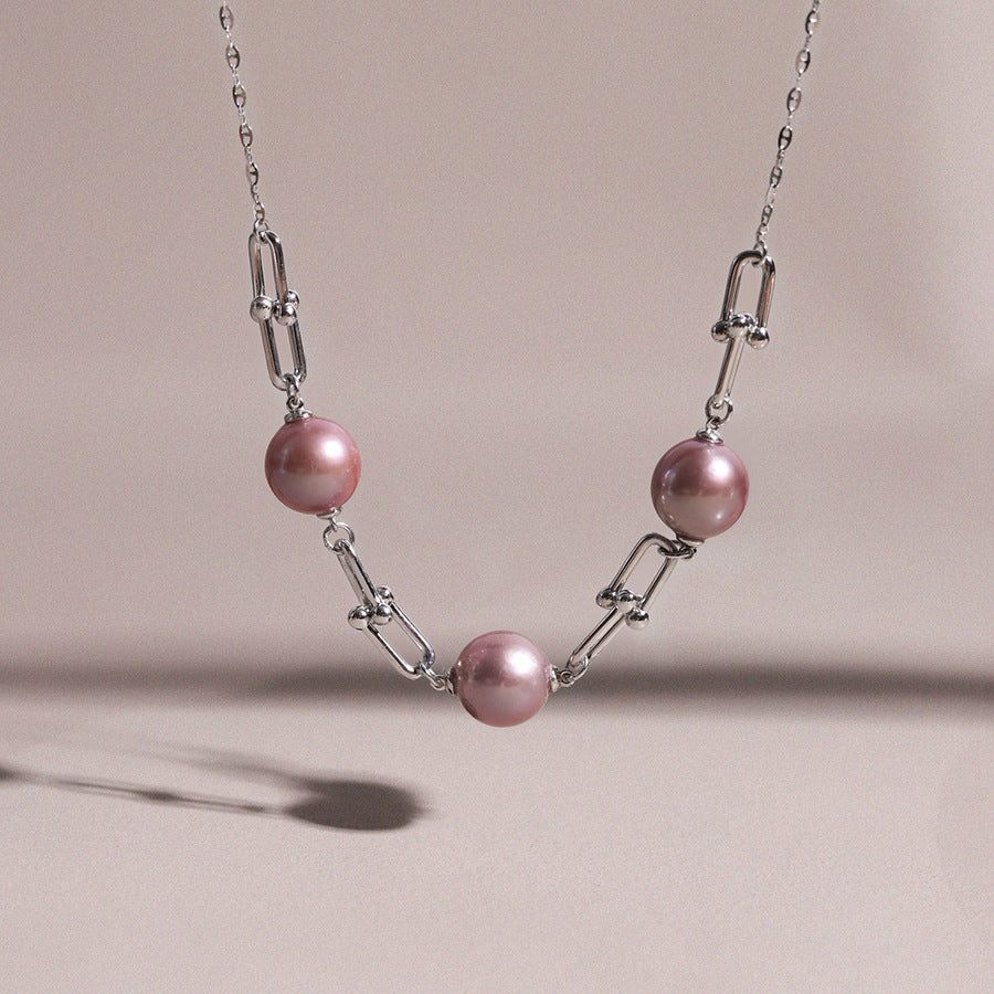 Grace Chain 10mm Lavender Pink Freshwater Pearl Necklace