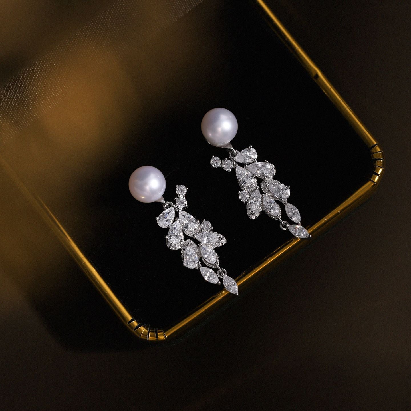 Starlit Grace - 8mm Freshwater Pearl Drop Earrings