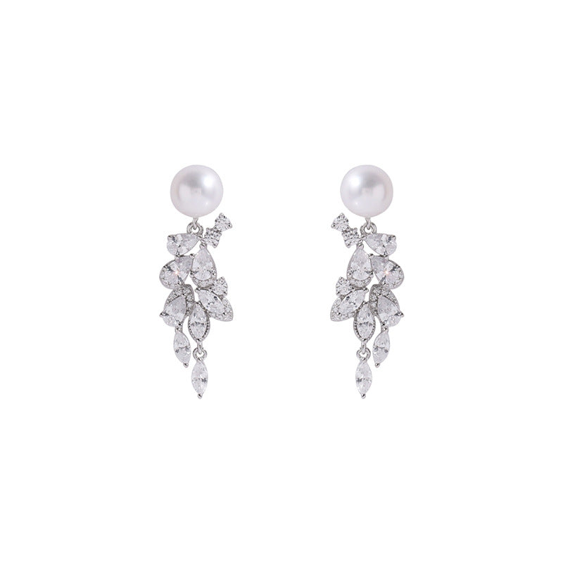 Starlit Grace - 8mm Freshwater Pearl Drop Earrings