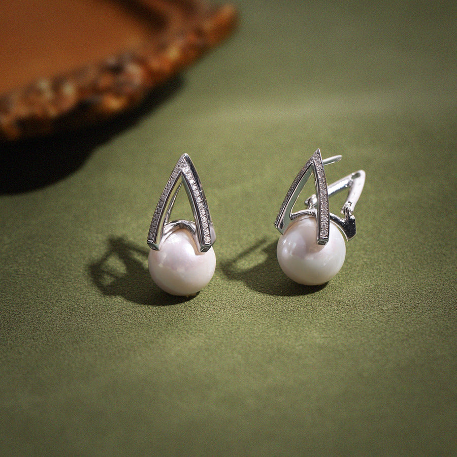 Framed Grace – Perfectly Round 11mm Pearl Earrings
