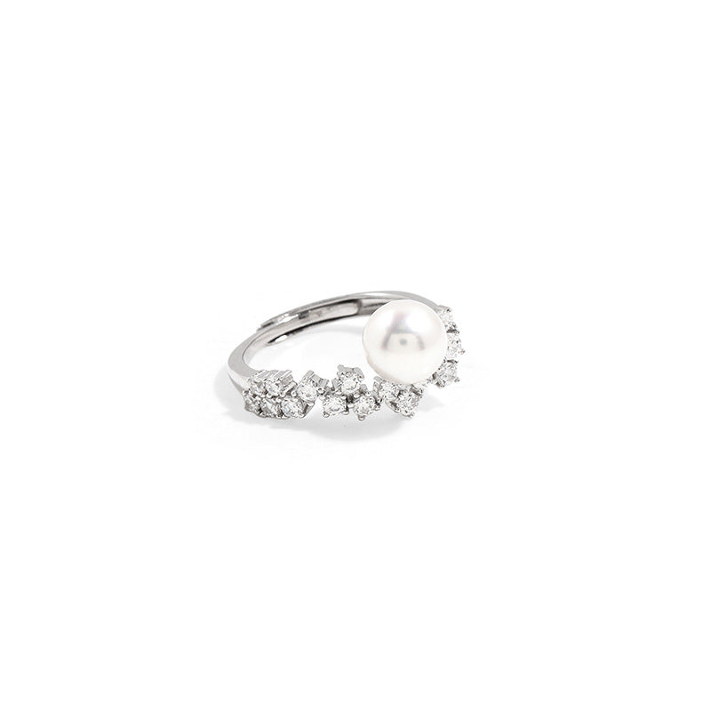 Starlit Grace – 8mm Freshwater Pearl Ring