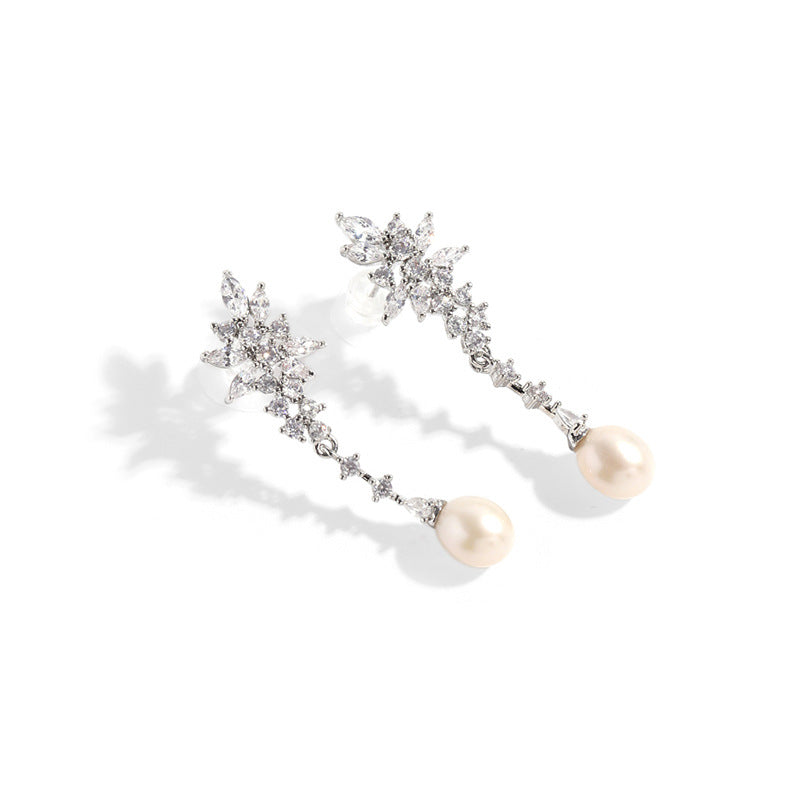 08 - Crystal Bloom – Freshwater Pearl Drop Earrings